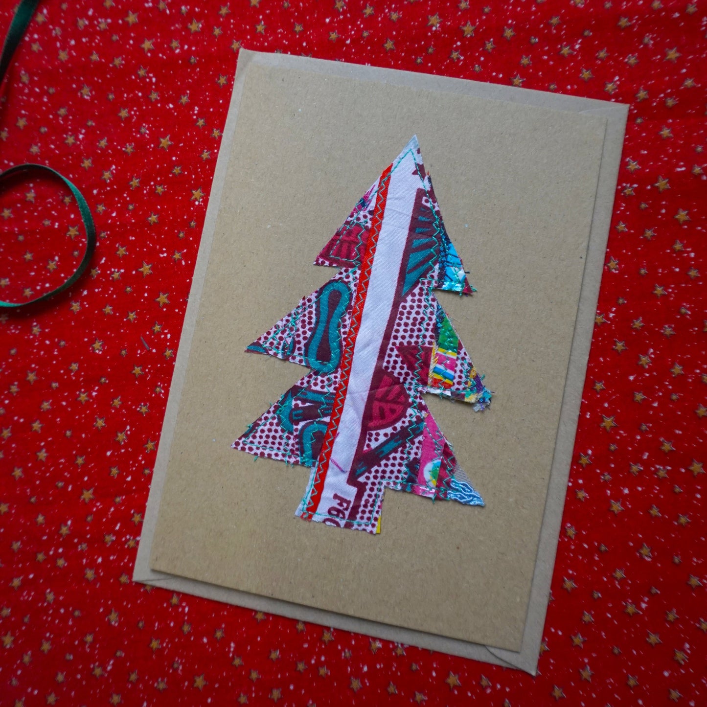 Zero Waste Fabric Christmas Card- 100% Recycled Paper