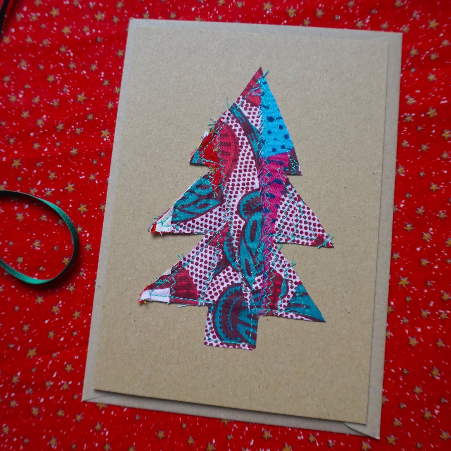 Zero Waste Fabric Christmas Card- 100% Recycled Paper