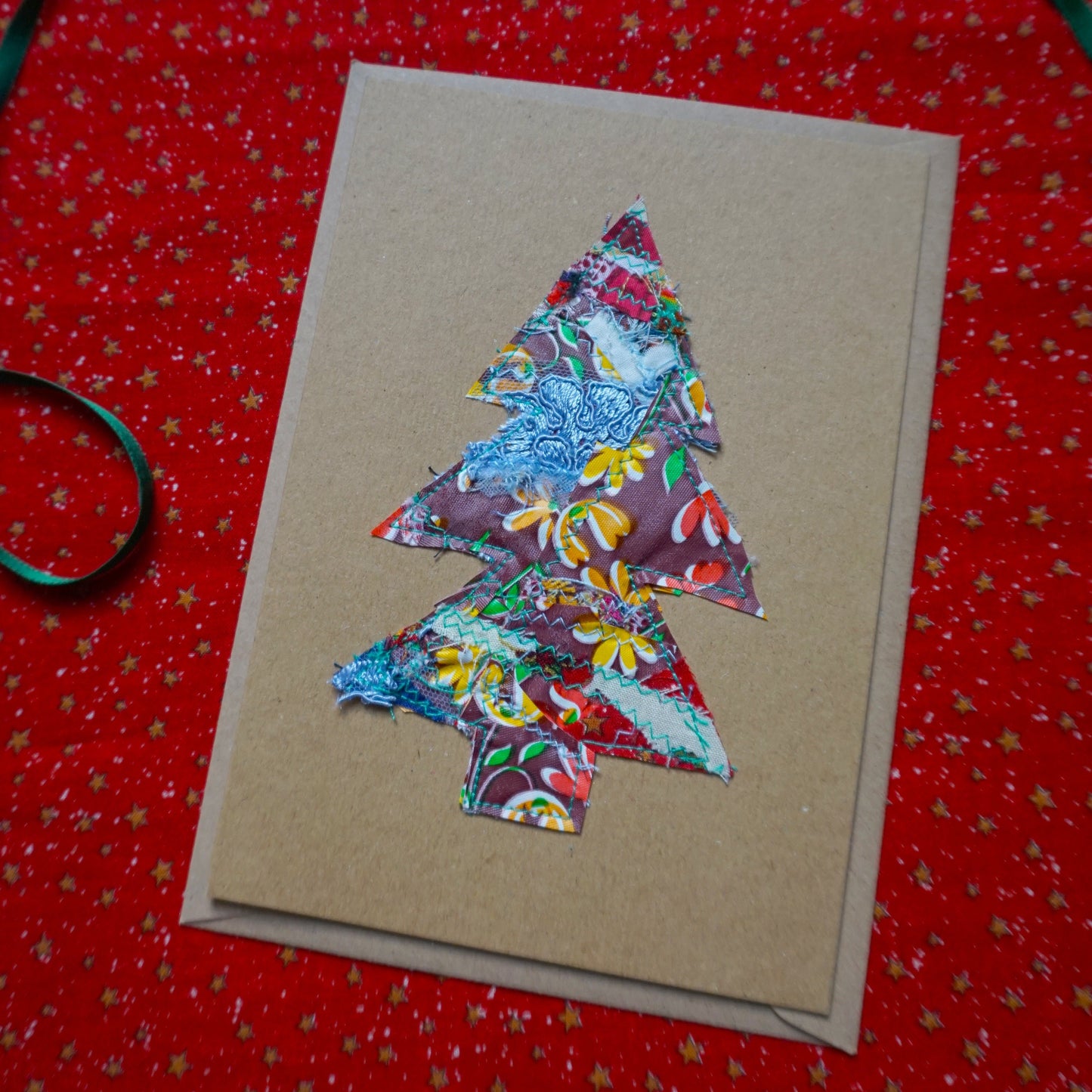 Zero Waste Fabric Christmas Card- 100% Recycled Paper