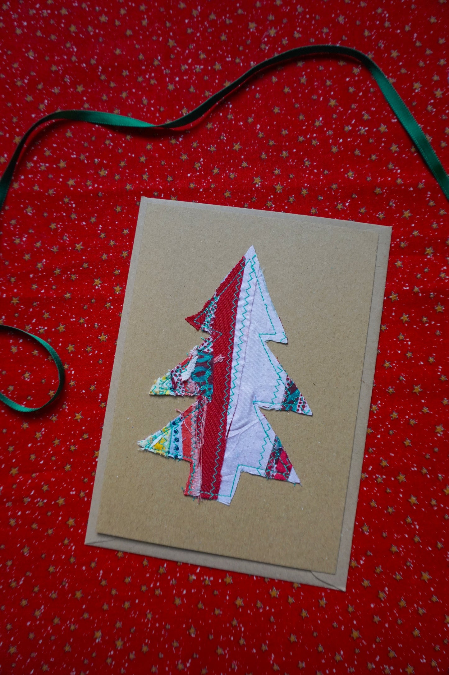 Zero Waste Fabric Christmas Card- 100% Recycled Paper