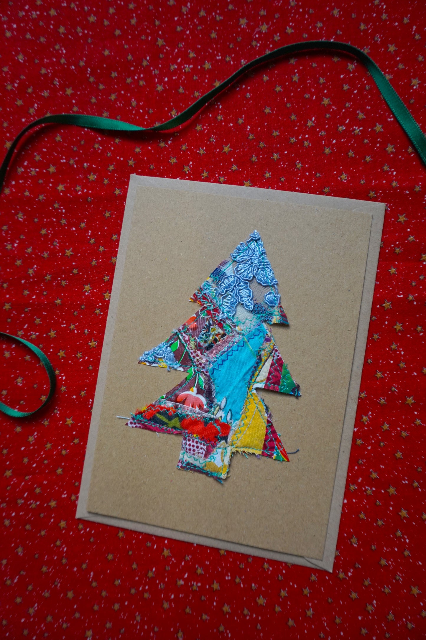 Zero Waste Fabric Christmas Card- 100% Recycled Paper