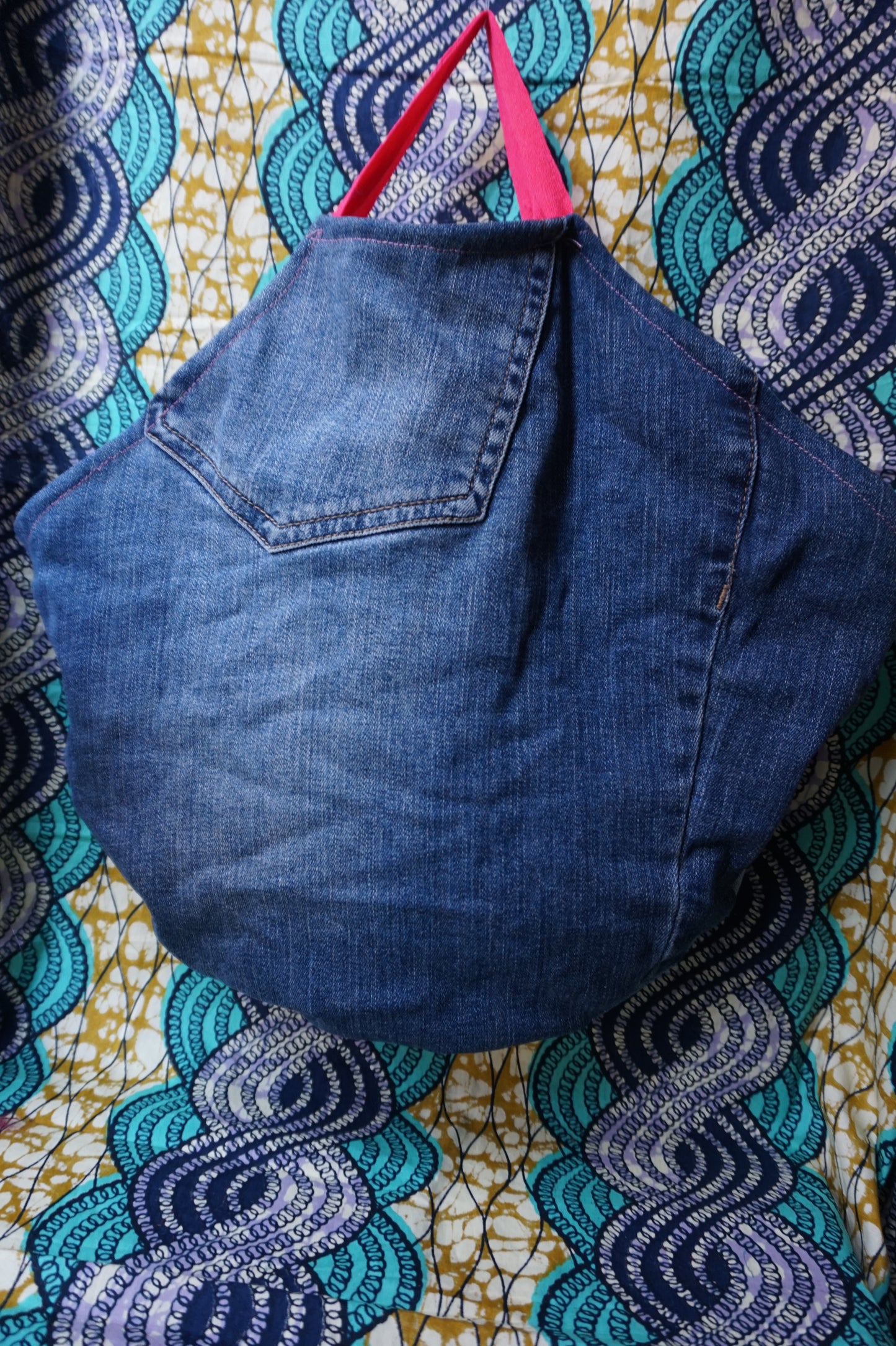 Denim and Planets reversible shopping bag