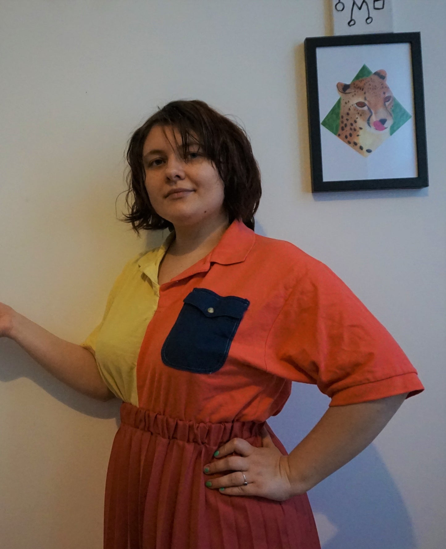 Red and Yellow Half and Half Polo Shirt Hybrid