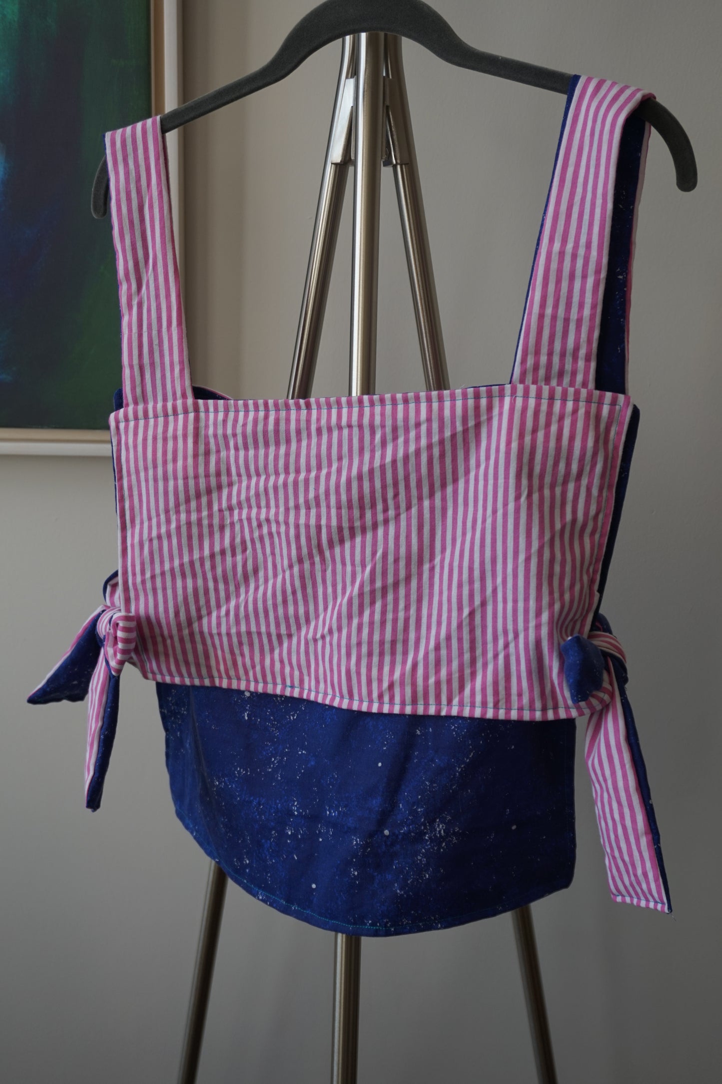 Stripey Pink and Blue Pinafore Top