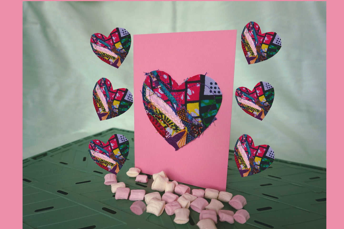 Zero Waste Fabric Heart Greetings Card- 100% Recycled Paper