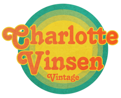 Charlotte Vinsen Vintage logo, written text in front of green to yellow circles