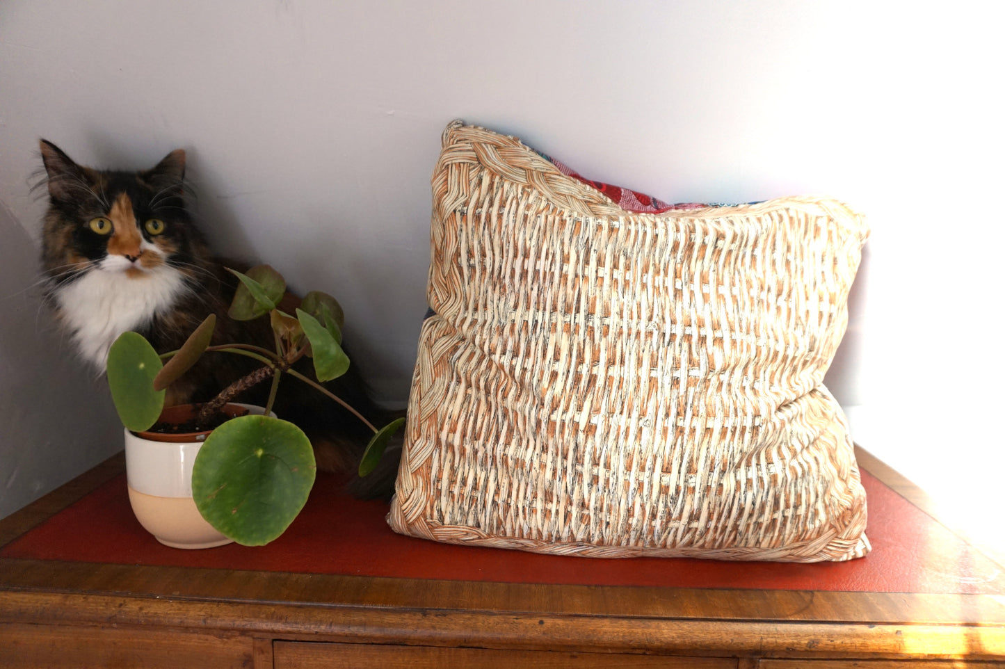 African Wax improvised patchwork cushion - 100% zero waste