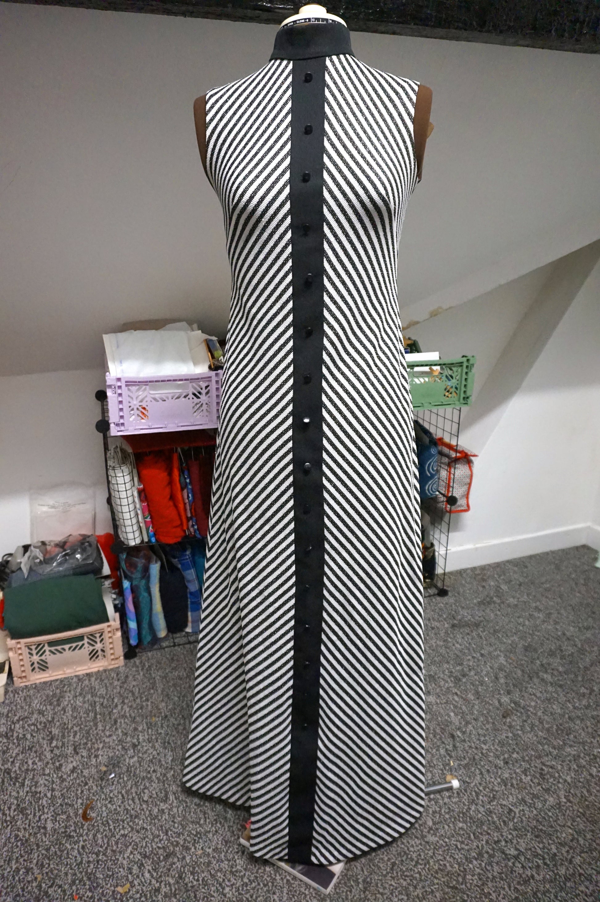Sparkly Black and White Retro Chevron 70's Sleeveless Maxi Dress Sparkly Black and White Retro Chevron 70's Sleeveless Maxi Dress