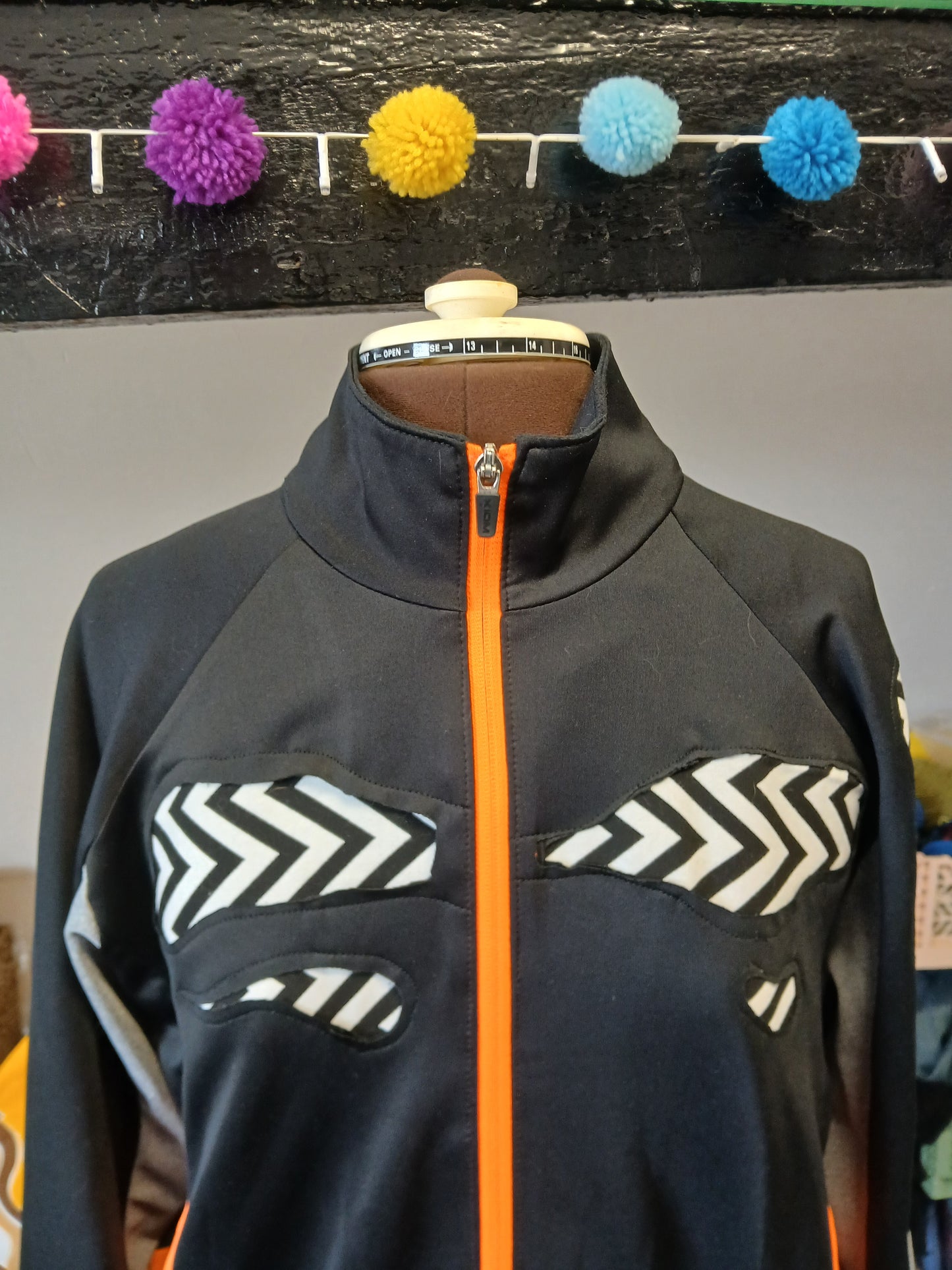 Reworked chevron sports zip up