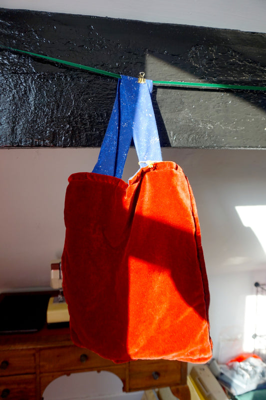 Reworked Tote Bag - Red Velvet and Starry Night Sky