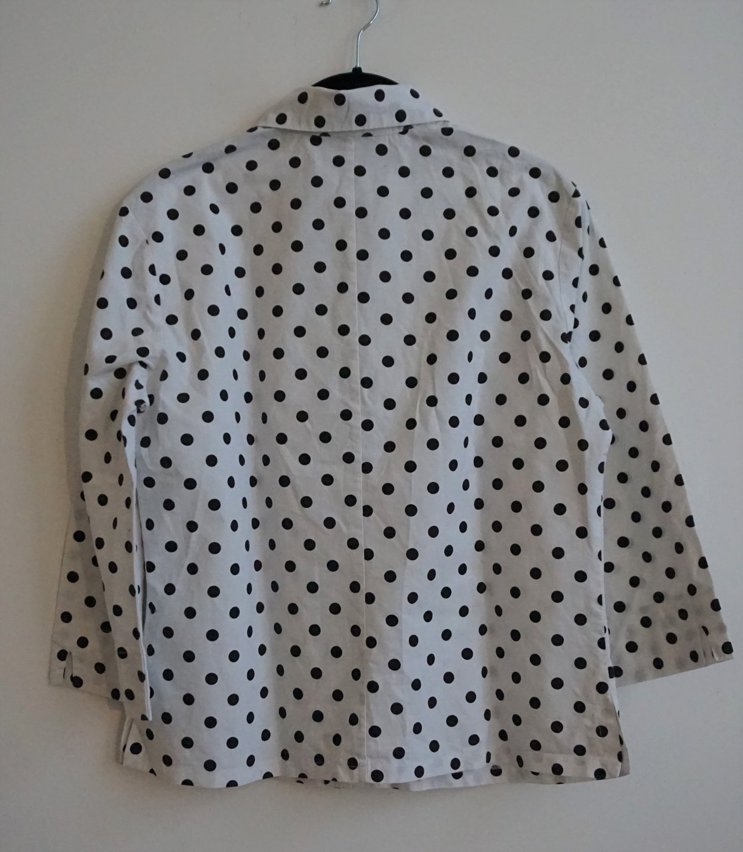 White cotton shirt with black polka dots