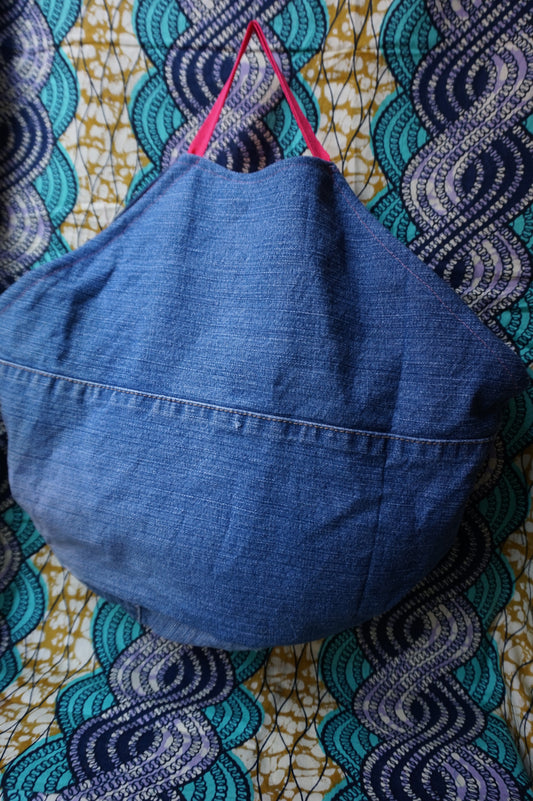 Denim and Planets reversible shopping bag