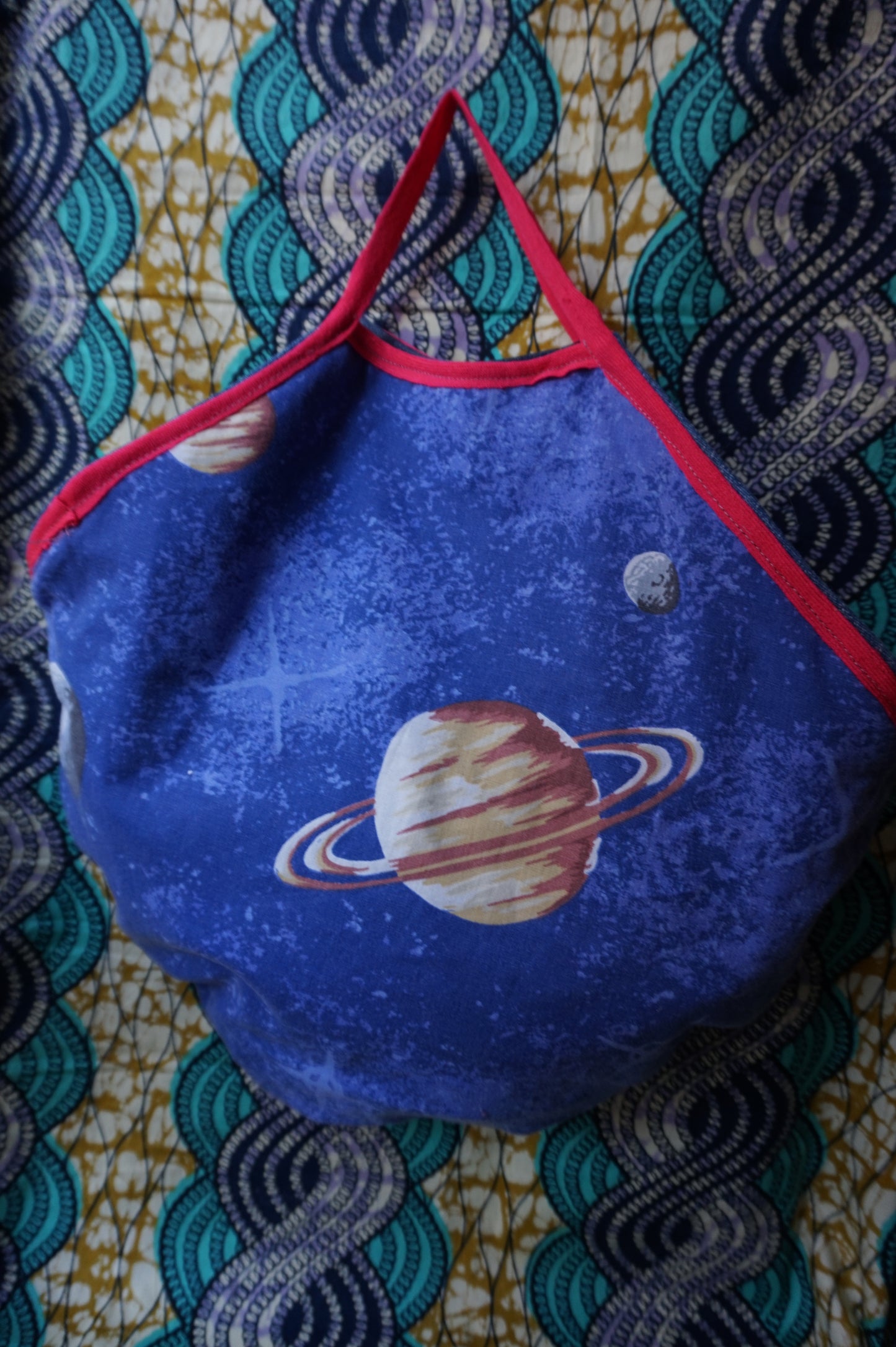 Denim and Planets reversible shopping bag
