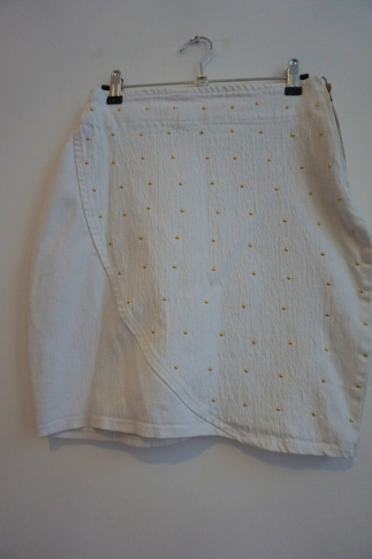 White denim mini skirt