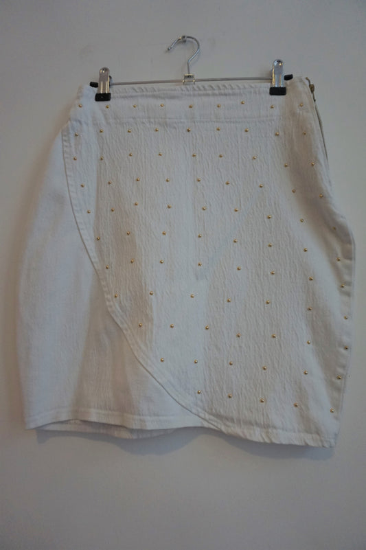 White denim mini skirt