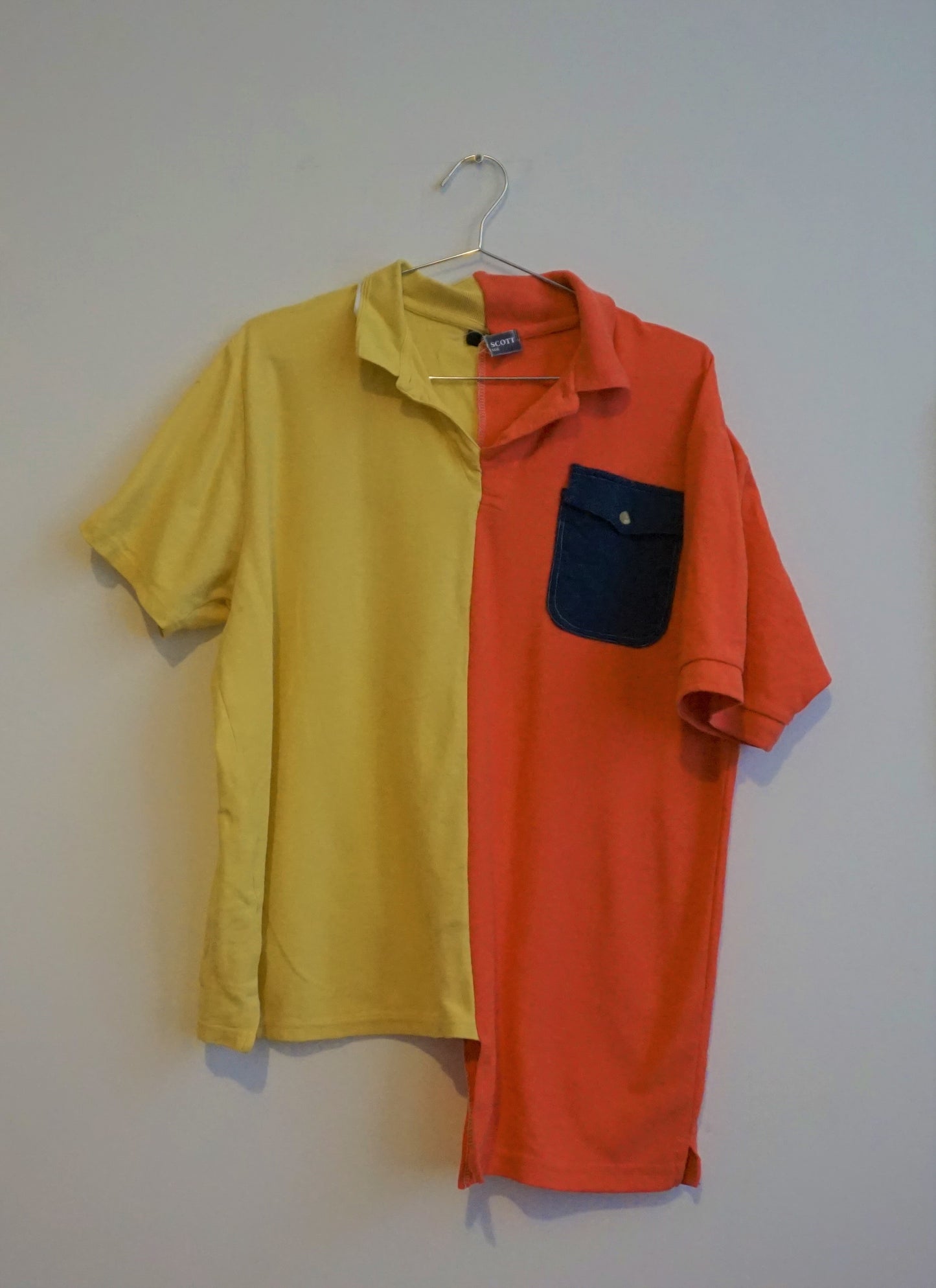 Red and Yellow Half and Half Polo Shirt Hybrid