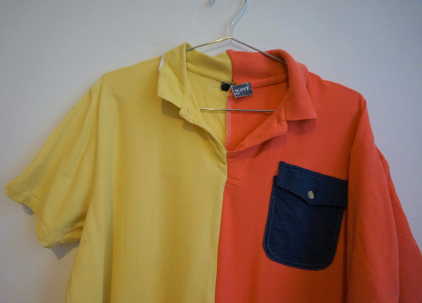 Red and Yellow Half and Half Polo Shirt Hybrid