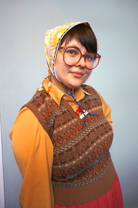 Vintage yellow flowers reworked bandana