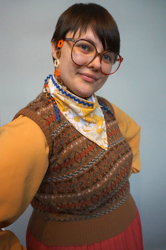 Vintage yellow flowers reworked bandana