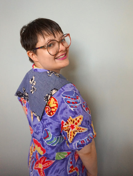 Albali Collar- Chambray and Green