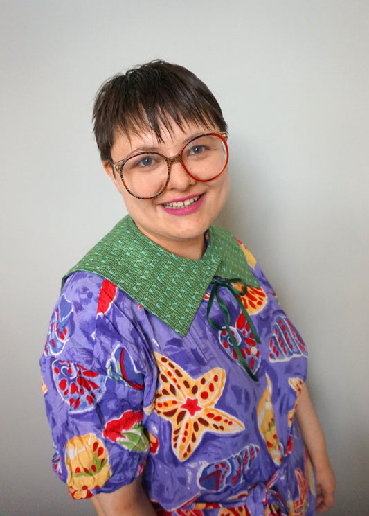 Albali Collar- Chambray and Green