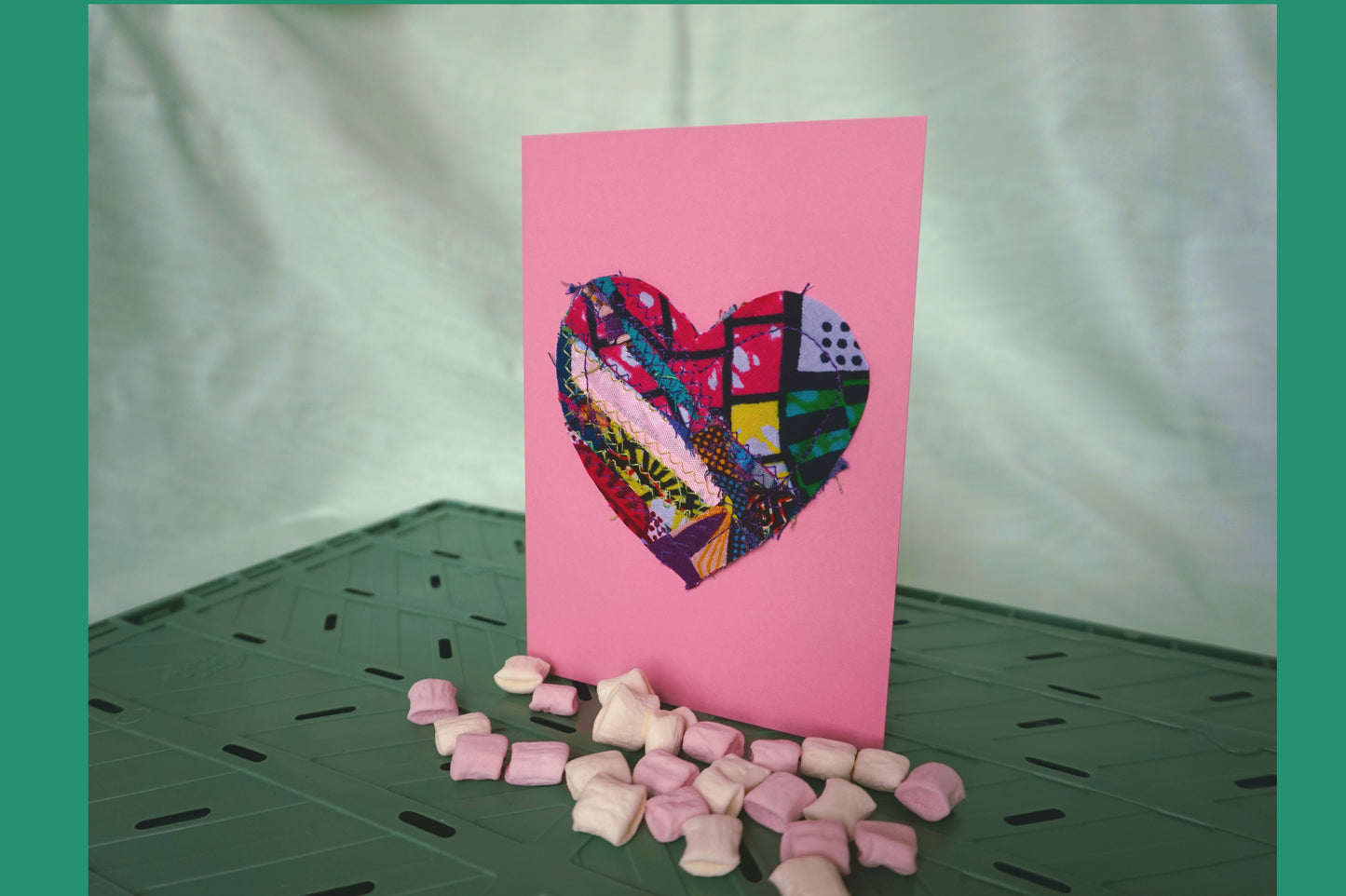 Zero Waste Fabric Heart Greetings Card- 100% Recycled Paper